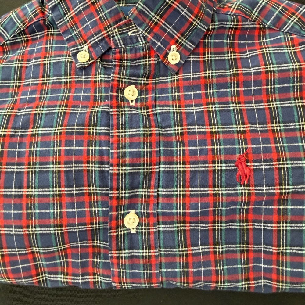 Polo by Ralph Lauren toddler boy  Blue and Red Plaid Shirt